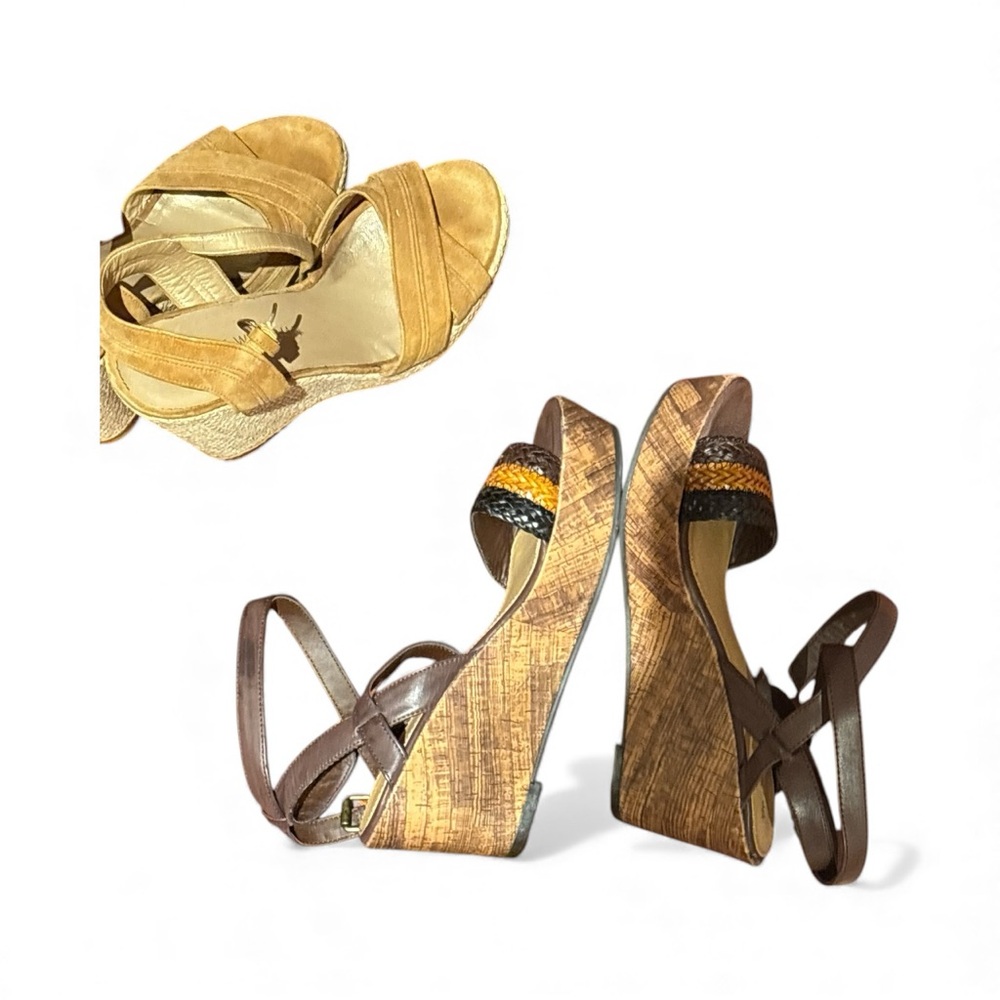 Mossimo Supply Co. Tan and Brown Wedge Sandals
